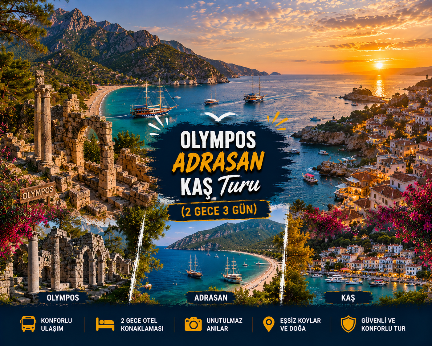 Olympos Adrasan Kaş Turu (2 Gece 3 Gün)