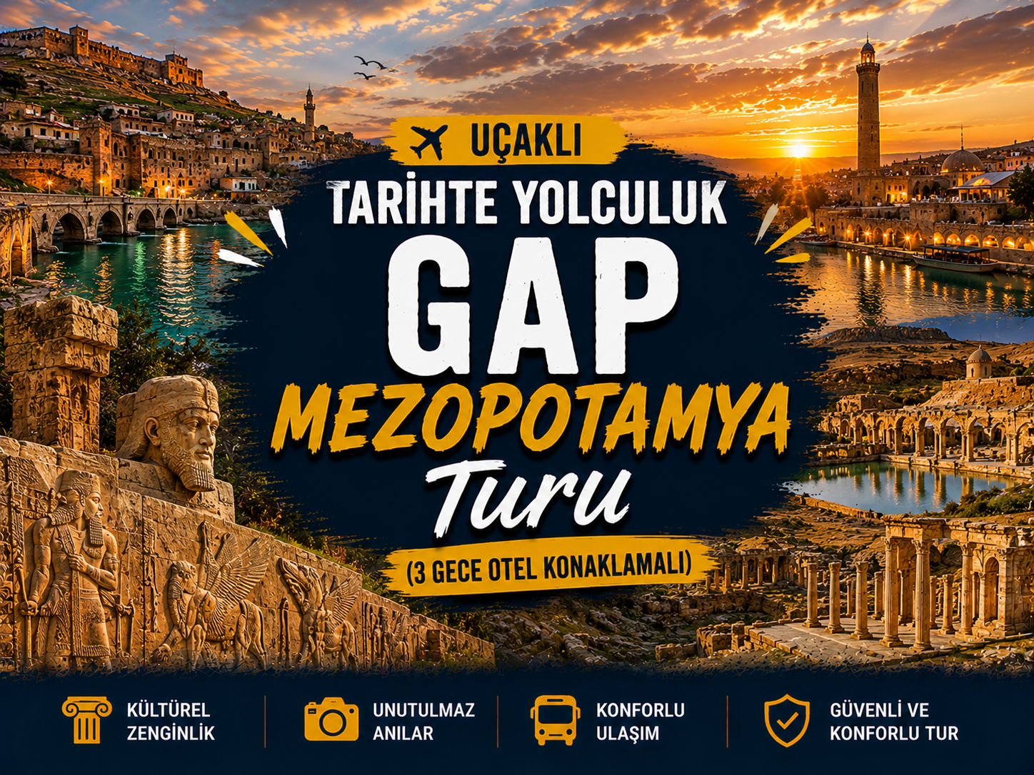 Uçaklı Tarihte Yolculuk Gap Mezopotamya Turu (3 Gece Otel Konaklamalı)